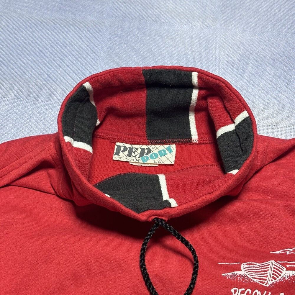 Vintage 1990s Black Red Bulls Colorway Lightweight Mock Neck Sweater Size Large - Picture 8 of 16